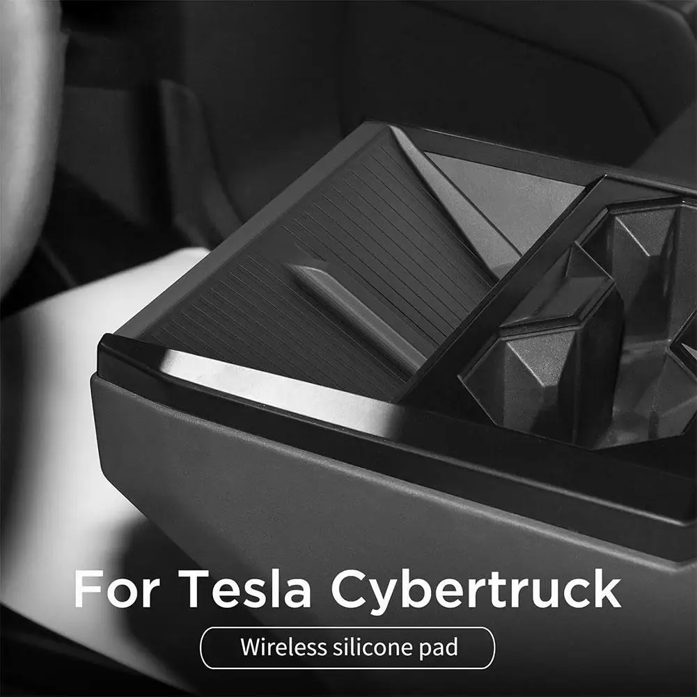 

Силиконовый Беспроводной коврик с центральным управлением для Tesla Cybertruck 2024, внедорожник, не скользящий коврик для хранения, автомобильный аксессуар N2n6