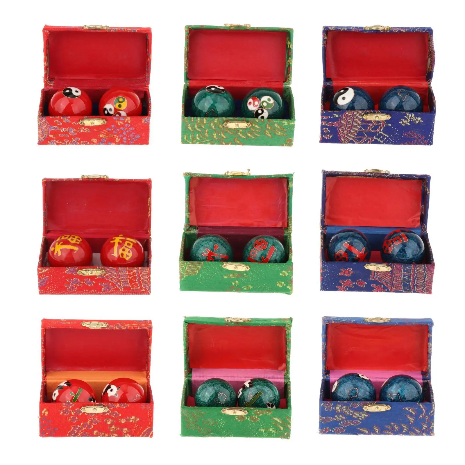 2 Pieces Massage Balls Baoding Balls with Storage Box Portable Compact Chinese