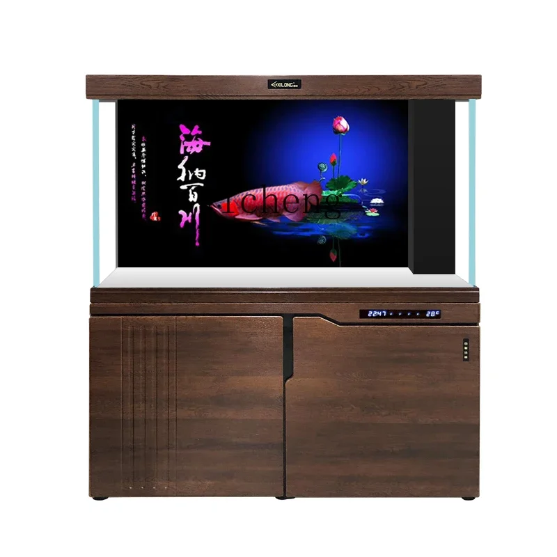 

ZC new bottom filter fish tank ultra-white glass intelligent ecological living room TV cabinet next to the fish tank