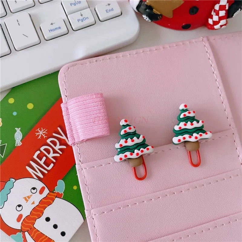 5pcs Cartoon Cute Christmas Paperclip Kawaii Santa Claus Snowman Elk Xmas Tree Paper Clip Photo Binding Clamp