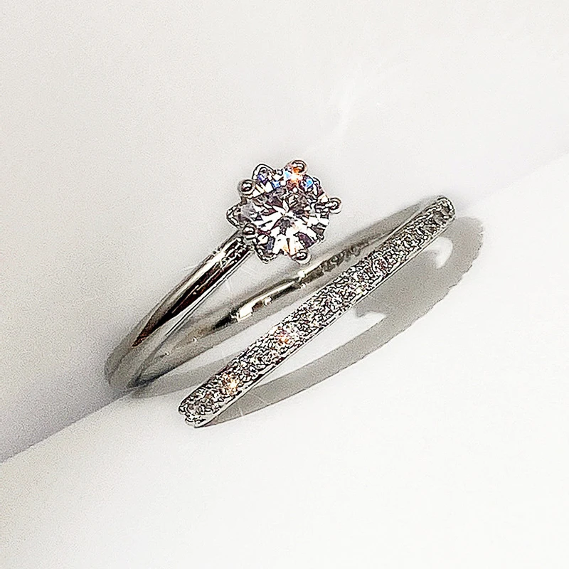 Huitan Delicate Silver Color Opening Circle Rings for Women Inlaid Dazzling Crystal Cubic Zirconia Daily Wear Statement Jewelry
