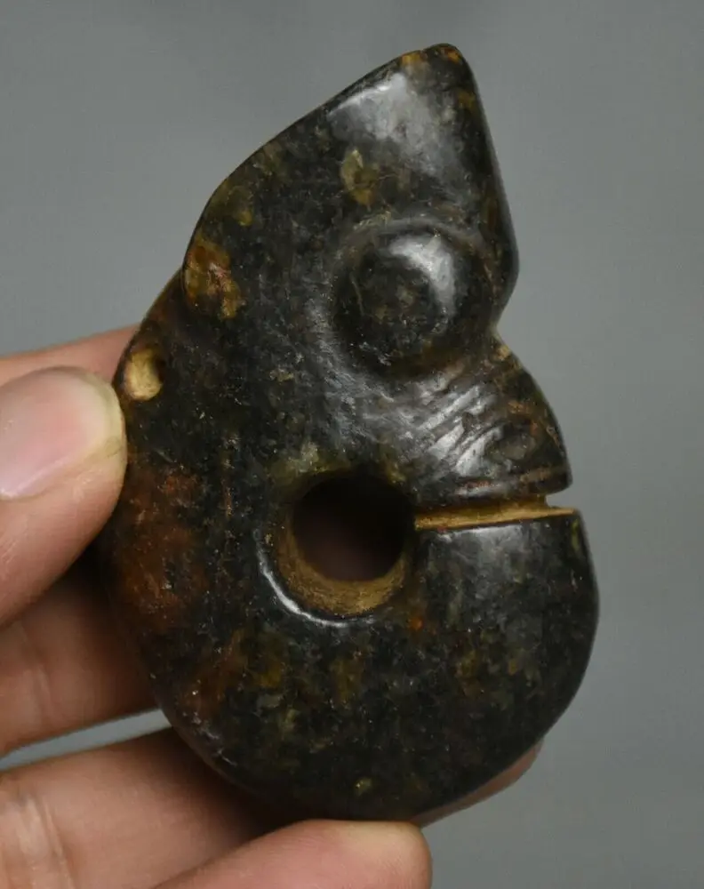 

7.8Cm Hongshan Culture Old Jade Stone Carved Pig Dragon Amulet Pendant