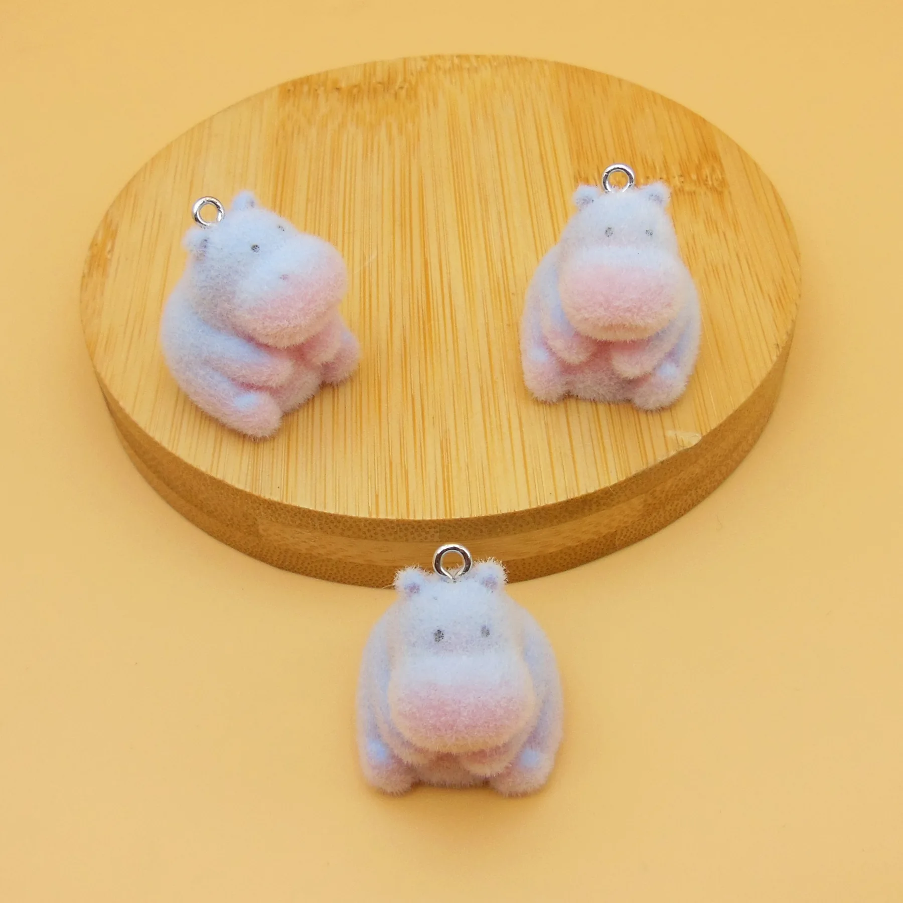 30pcs 3D Flocking Resin Kitten Puppy Flamingo Charms Kawaii Animal Pendant for Keychain Earring Making DIY Jewelry Accessories