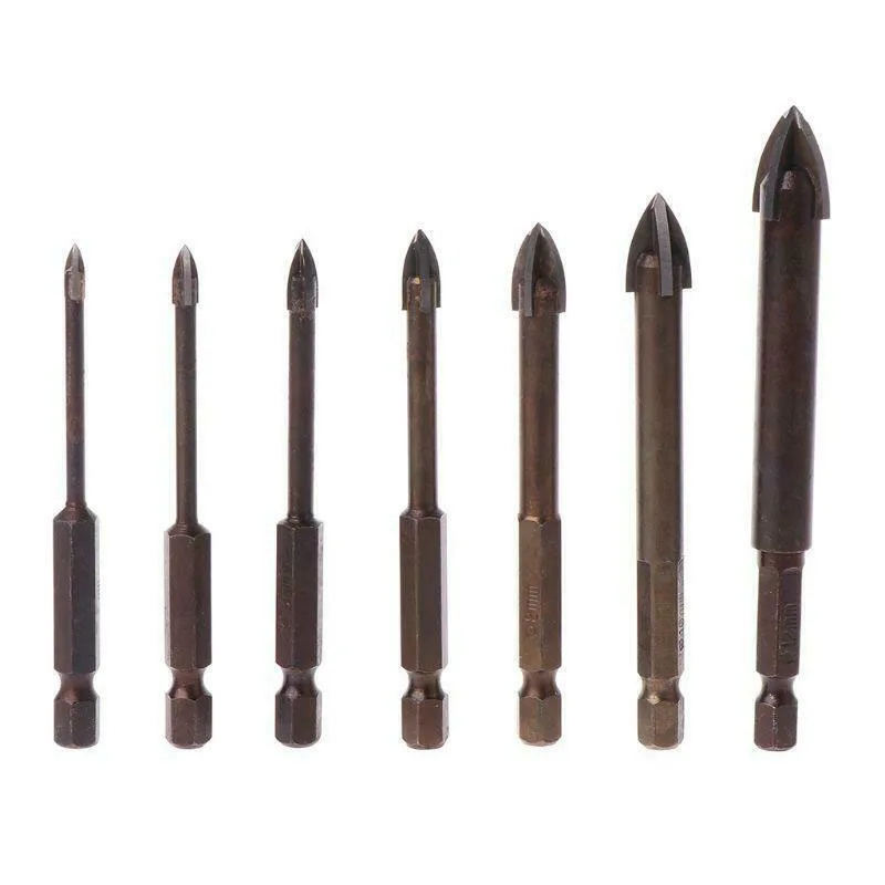 Brown Drill Bit Workshop Carbide Ceramics Concrete Cutter Drilling Granite Tools Wear resistance 4 cutting edges Wood