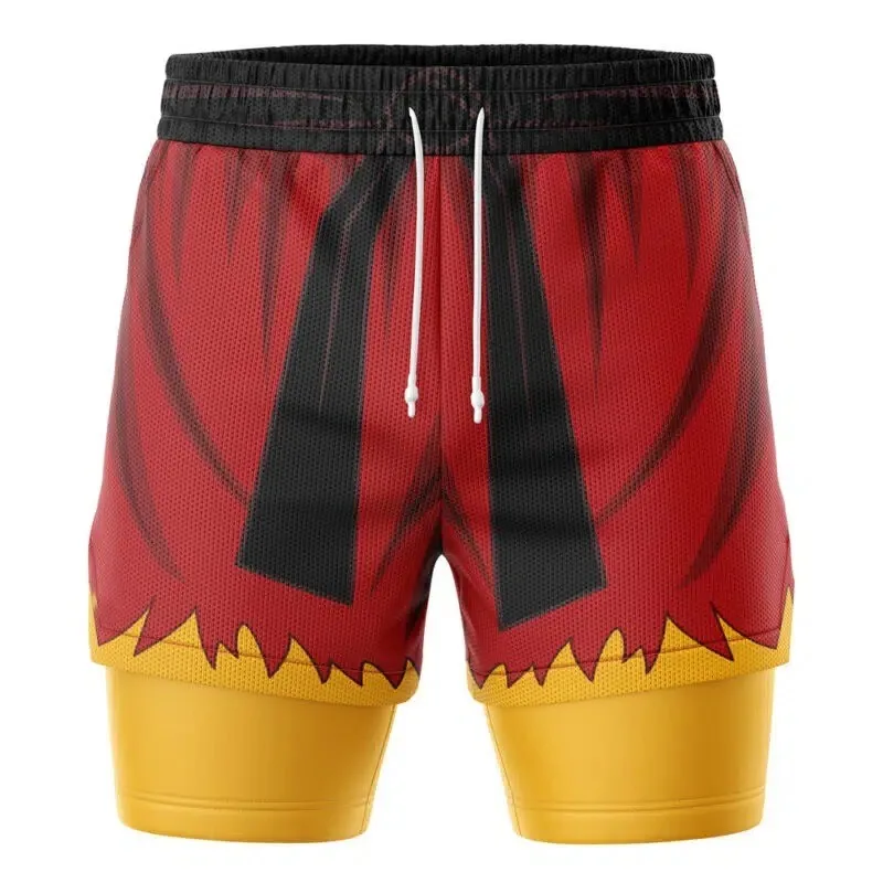 Men's Summer Casual Beach Pants, Fake Two-piece Running and Fitness Shorts for Outer Wear