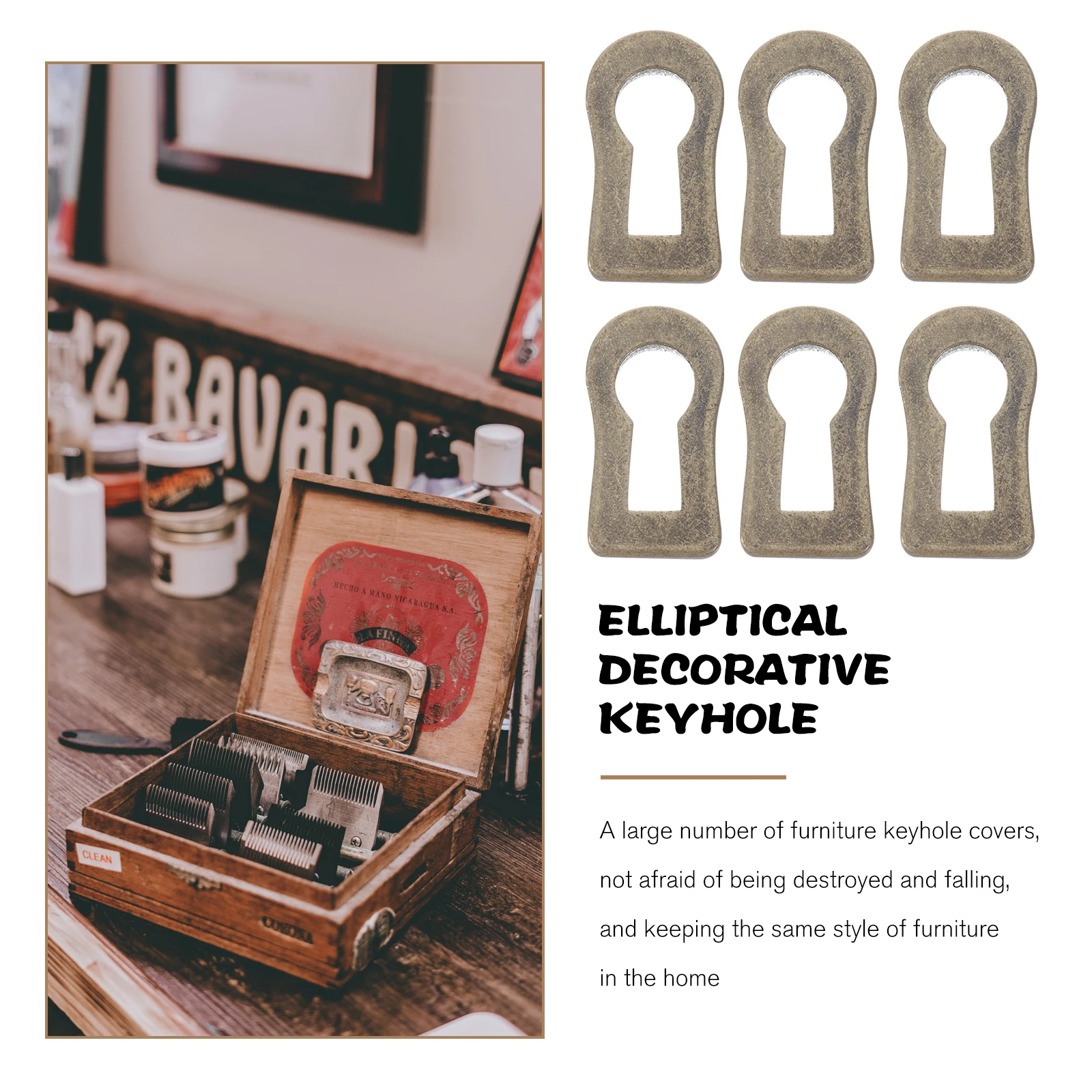 

10 Pcs 22x12x7MM Copper Keyhole Covers Zinc Alloy Furniture Hardware Decorative Dresser Accessories Metal Inserts For