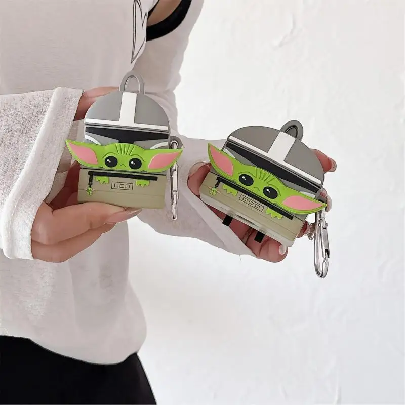 Master Yoda Airpods Case Walt Disney Anime Star Wars Cute Yoda Earphones Anti Drop Backpack Protective Case Creative Decorative