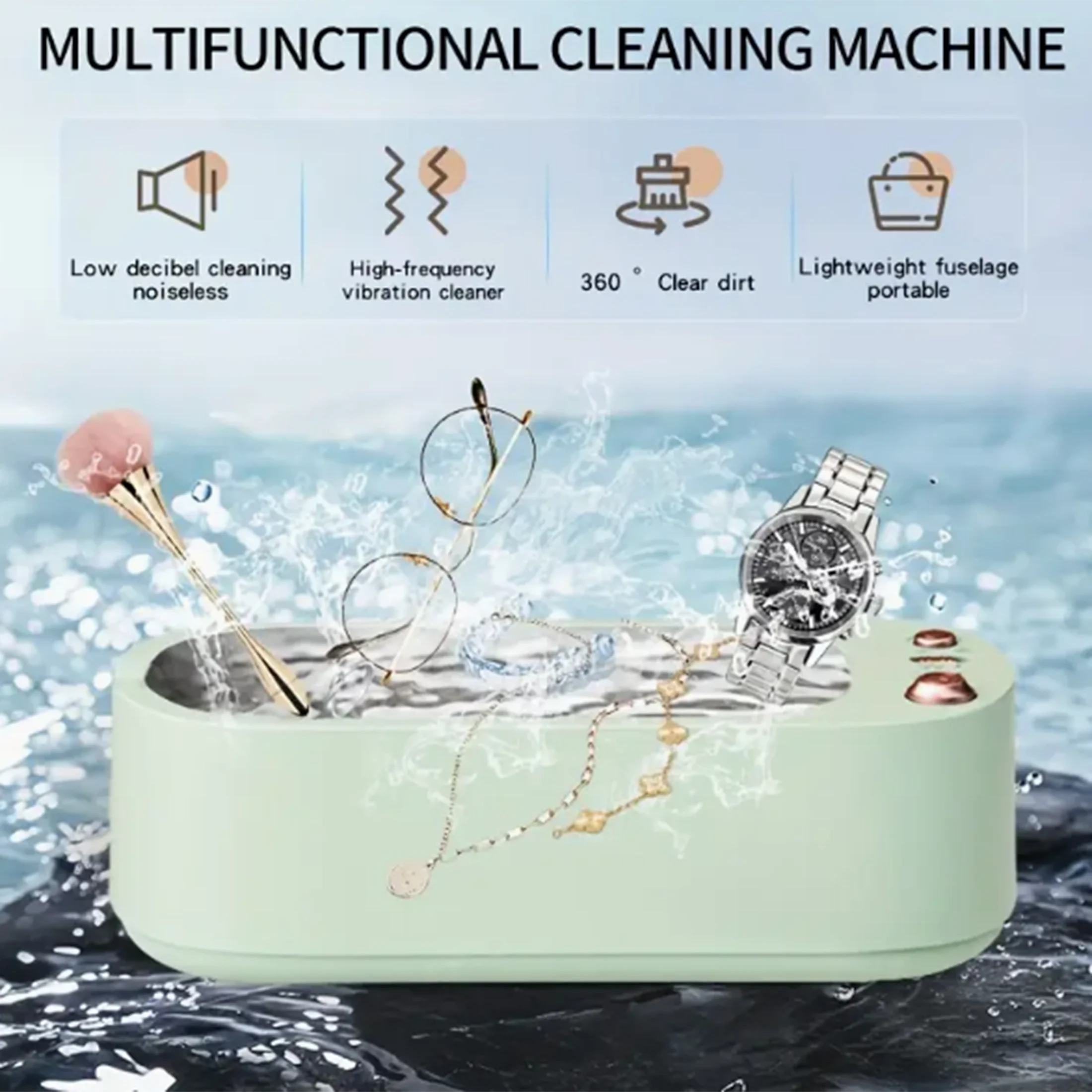 Portable ultrasonic eyewear cleaning machine | Home automatic jewelry/multi-purpose decontamination artifact