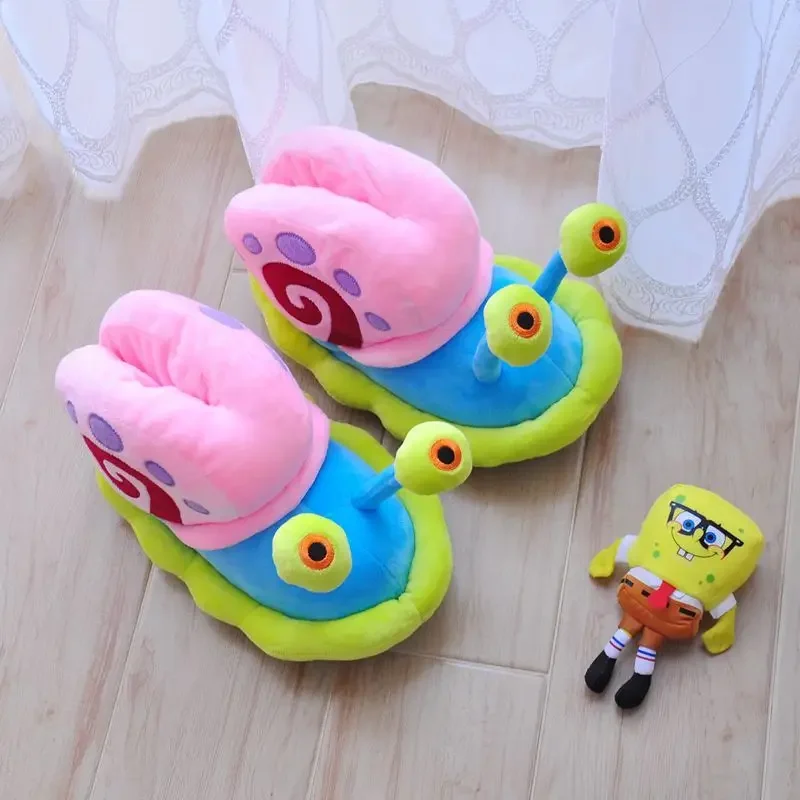 SpongeBob pantofole inverno donna divertente carino peluche scarpe lumaca cartone animato casa Indoor caldo coppia ragazze Creative scarpe di cotone