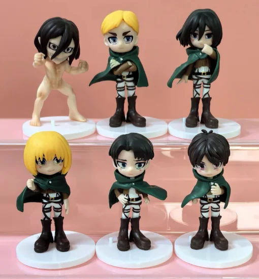 6pcs/set Attack on Titan Anime Eren Levi Hange Zoe Erwin Smith Mikasa Ackerma PVC Action Figure Model Toy 