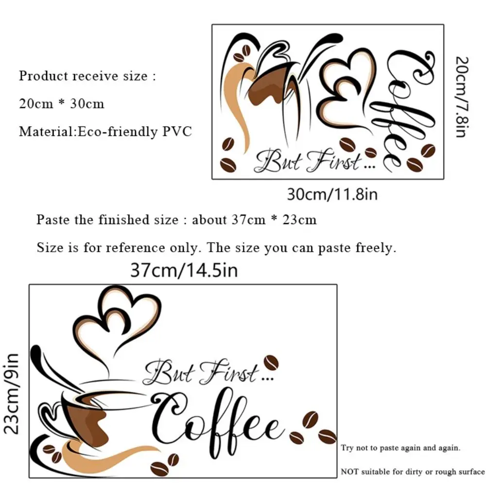 Coffee Cup Coffee Cup Pattern Stickers Creative Waterproof Self-adhesive English Wall Stickers PVC Cabinet