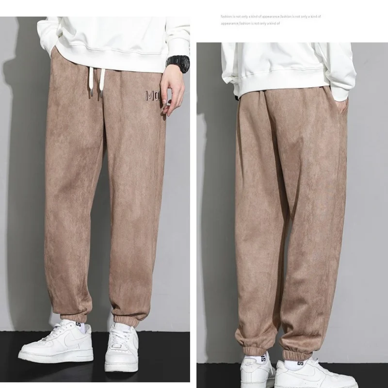 

Winter Plush New Velvet Pants Men's Loose Sports Pants Tight Feet Versatile Casual