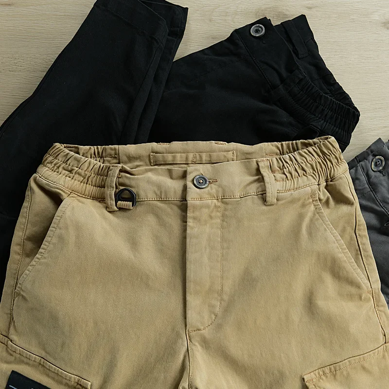 Pantalones Cargo informales para hombre, ropa de calle, Jogger con múltiples bolsillos, senderismo, verano, sólido, Harem, estilo coreano