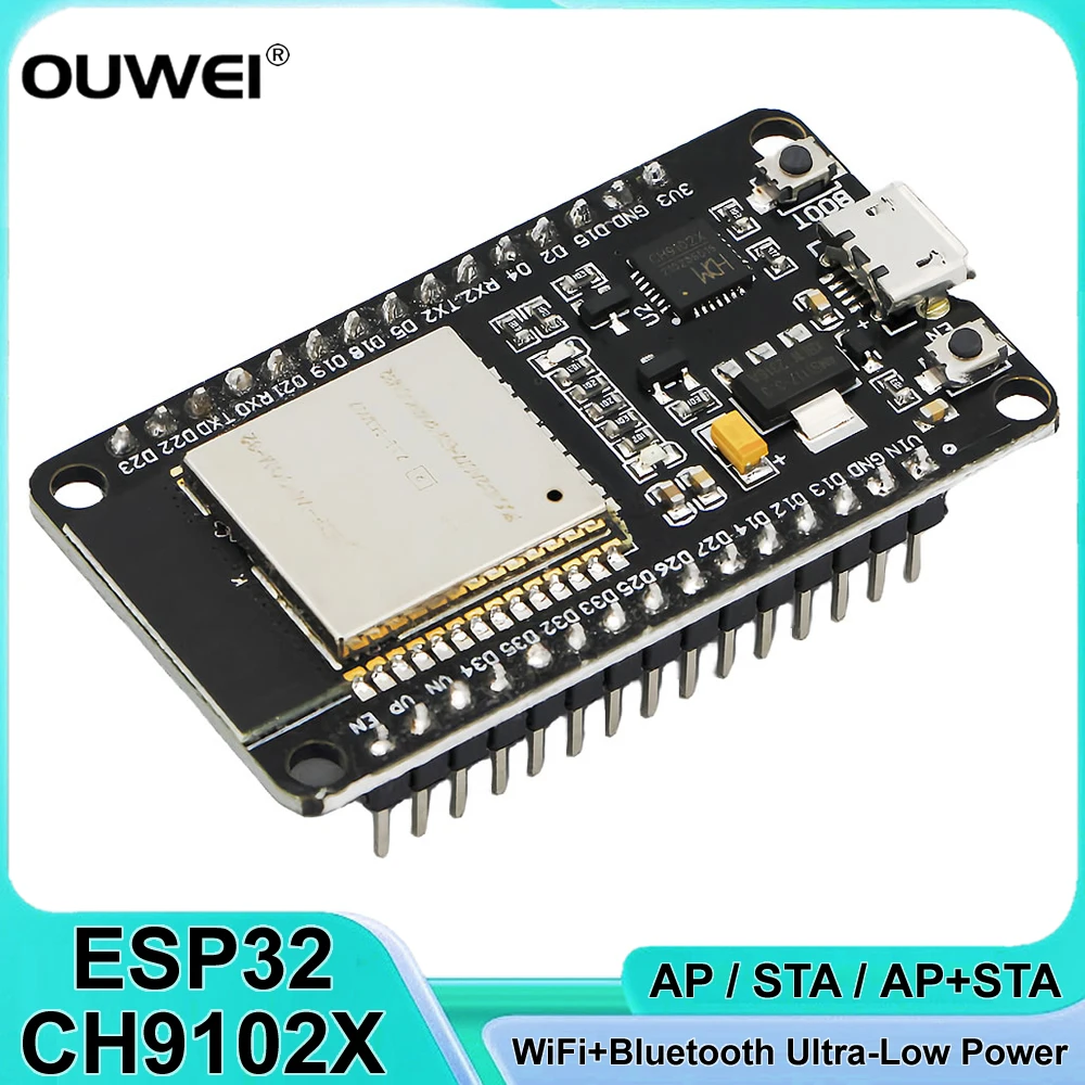 ESP32 Development Board CH9102X WiFi+Bluetooth Ultra-Low Power Consumption MicroUSB Dual Core ESP-32 ESP-32S Similar for Arduino