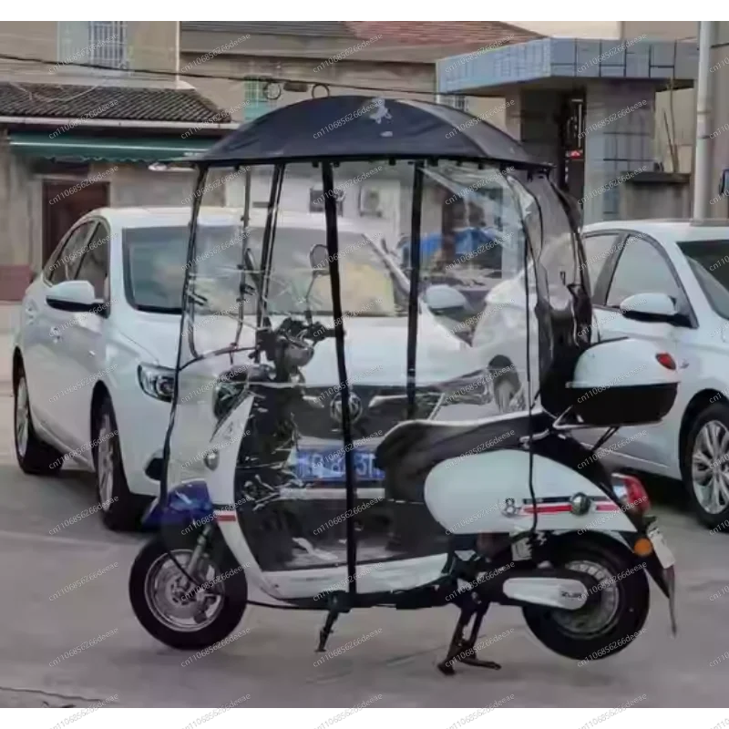 YbjFully Enclosed Electric Vehicle Canopy - High-Quality Weatherproof Sun Shade Awning for 2-Wheelers
