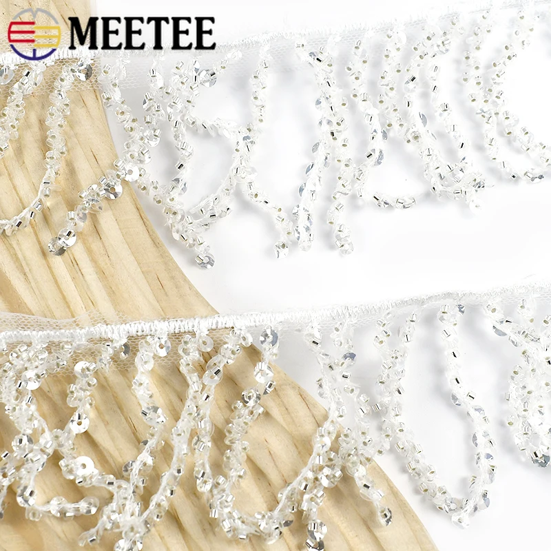 

1/2/4Yards 7cm Crystal Beaded Tassel Lace Glitter Glass Ribbon DIY Latin Dress Decor Fringe Sewing Trimmings Garment Accessories