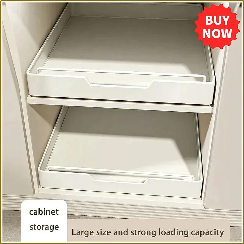 New Kitchen Storage Rack with Slide Rails Pull-out Kitchen Drawer Type Storage Tray Spice Box Storage Shelf Cabinets Organizer