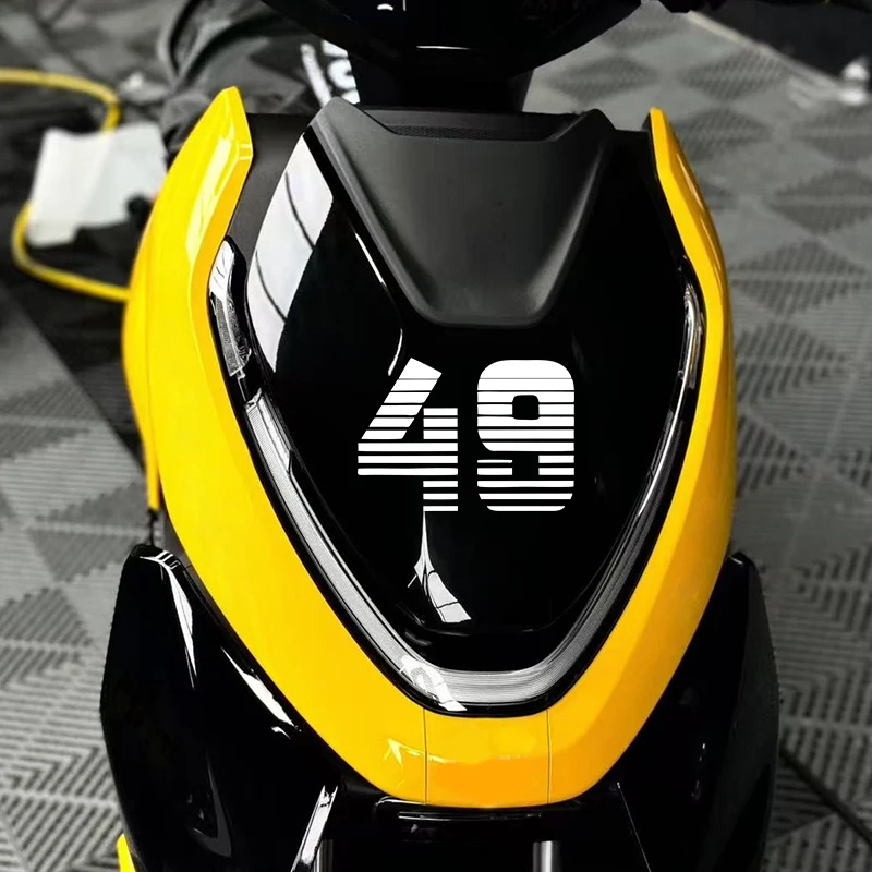 

Number motorcycle stickers, white striped, waterproof, for helmet, mudguard, fairing, fuel tank, bicycle, durable vinyl stickers