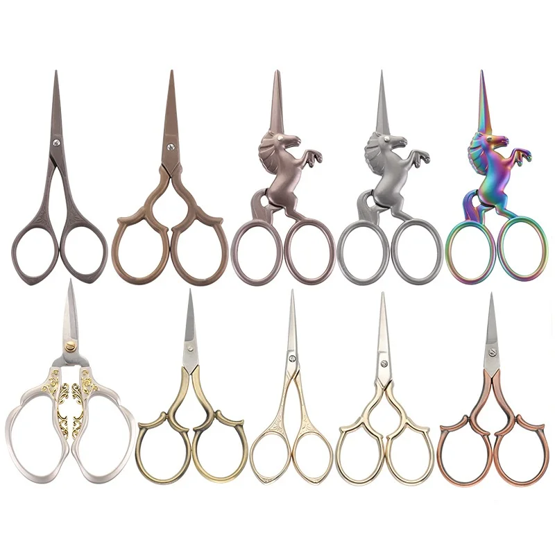 빈티지 가위 커팅 커터 종이 앤틱 자수 도구, 바느질 재단사 스티치, 골드 가위, 크로스 스티치, 1 개