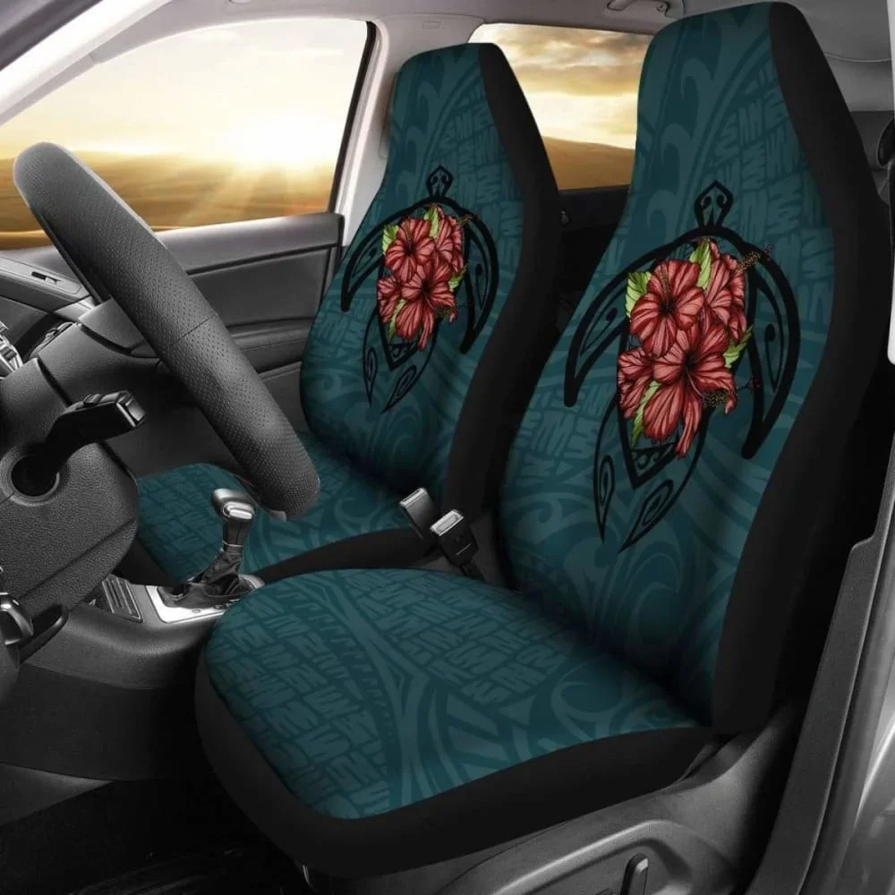 Hawaii Turtle Hibiscus Polynesian Car Seat Covers New Awesome Pack of 2 Universal Front Seat Protective Cover