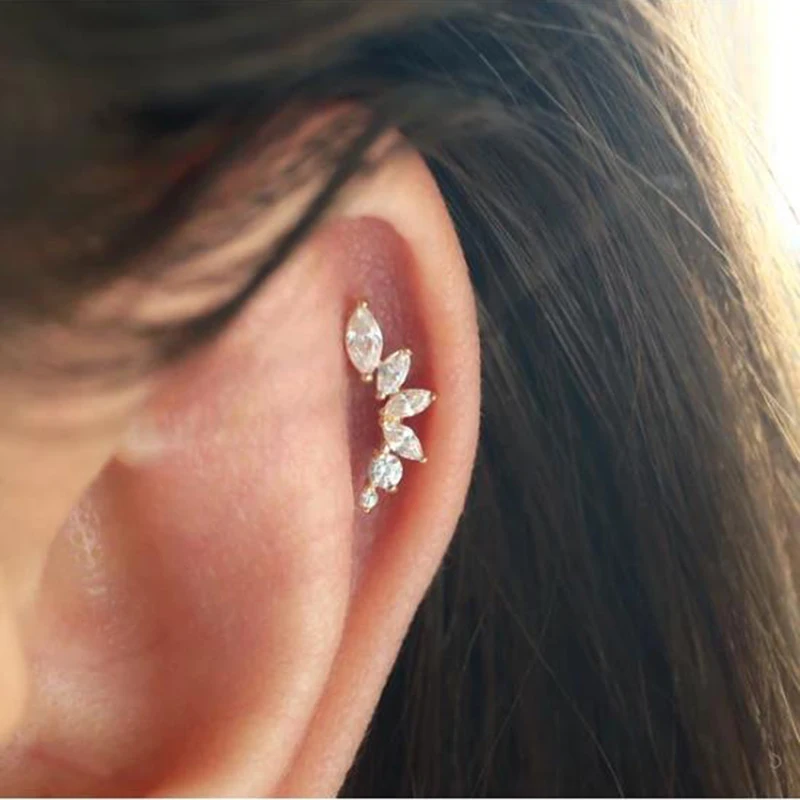 Aide 925 Sterling Silber 1pc Geometrie Multi Piercing Stud Ohrringe Für Frauen K Gold Einfache Elegante Quaste Schmuck Geschenk Pendiente – Detail 9