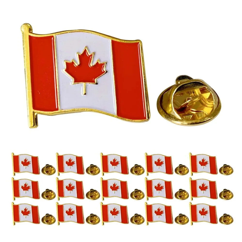 Эмалированная булавка с флагом Канады — патриотический значок с кленовым листом для костюма, блейзера — размахивающие булавки с канадским флагом, объемный сувенир