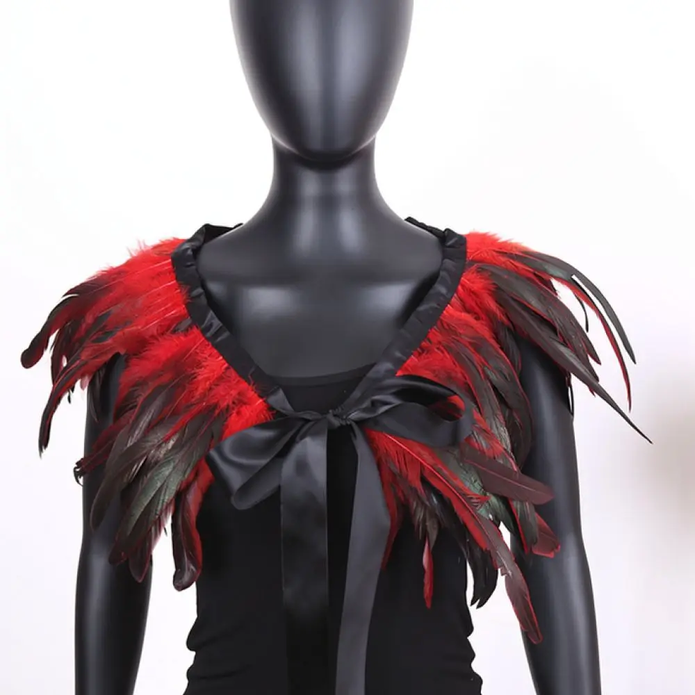 Soft Feather Shawl Cape Gothic Shrug Wrap For Halloween Masquerade Performance Costume Festive Party Decoration Accessories