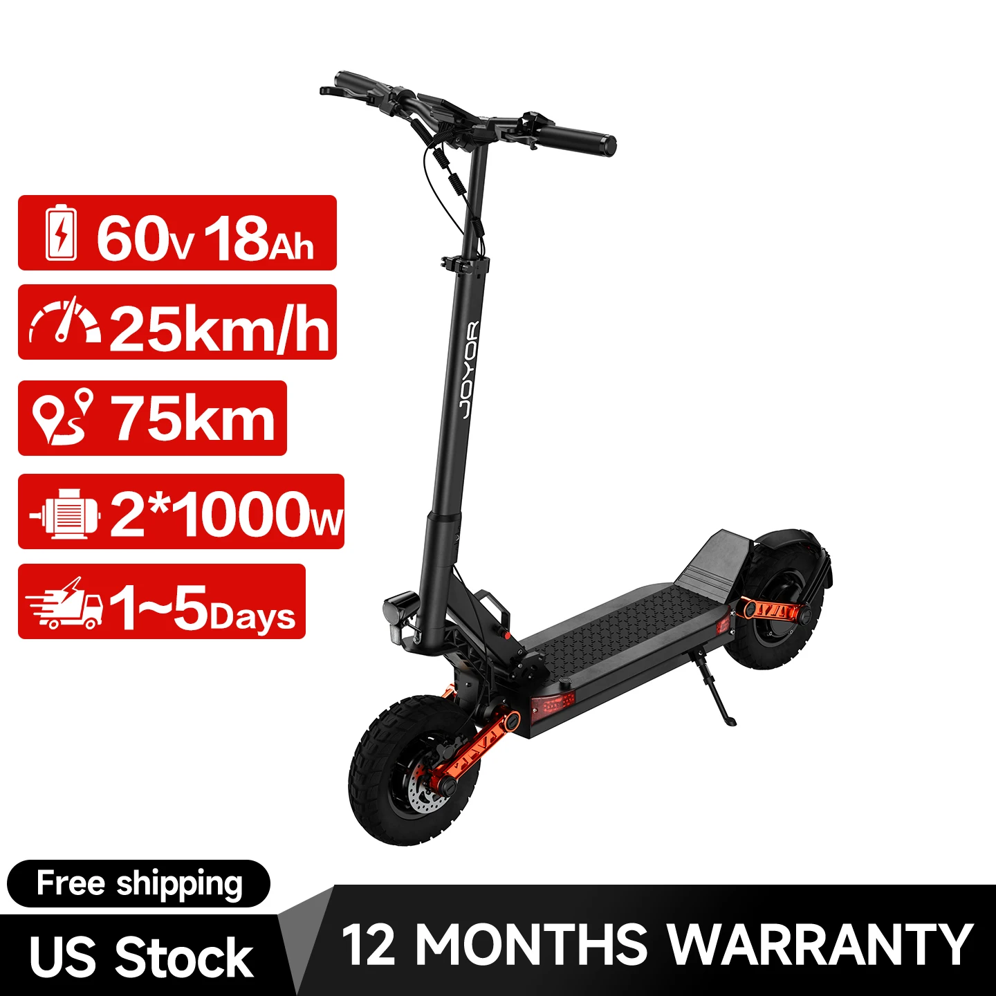 

Электросамокат JOYOR S10 складной, 2 мотора по 1000 Вт, аккумулятор 60В18Ач, широкие шины 10*3.0, запас хода до 75 км