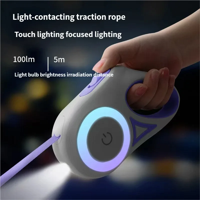 

LED Retractable Dog Leash with light for Puppies Small Medium big Dogs Cats Pet Harness straps collar Accessories 3m 5m roulette