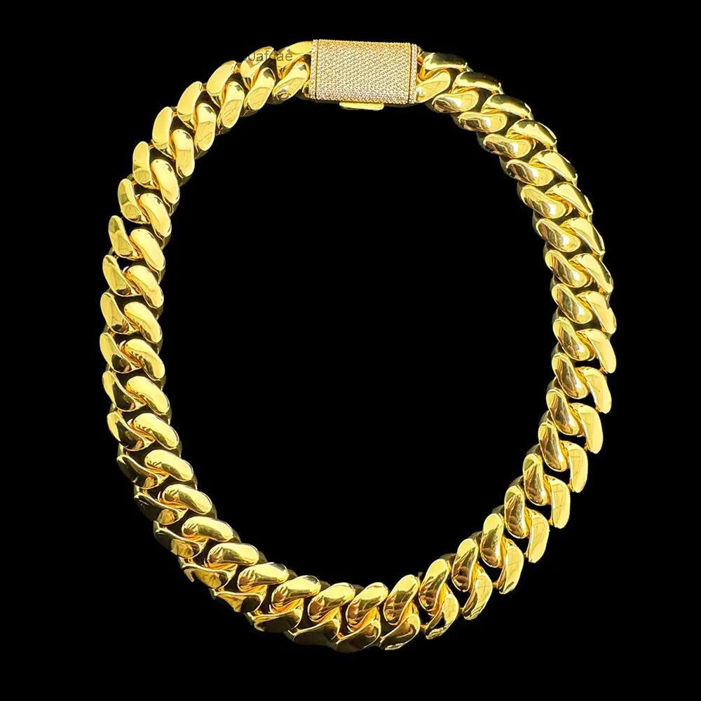 Luxury 20mm Cuban Chain Hiphop 925 Silver Gold Plated Monaco Custom Clasp Plain Link.