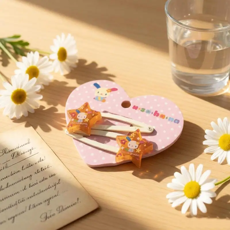 2Pcs Cartoon Usahana Star Hair Clip New Model Kawaii Anime Peripheral Bunny Fashion Bangs Duckbill Clip Friend's Birthday Gift