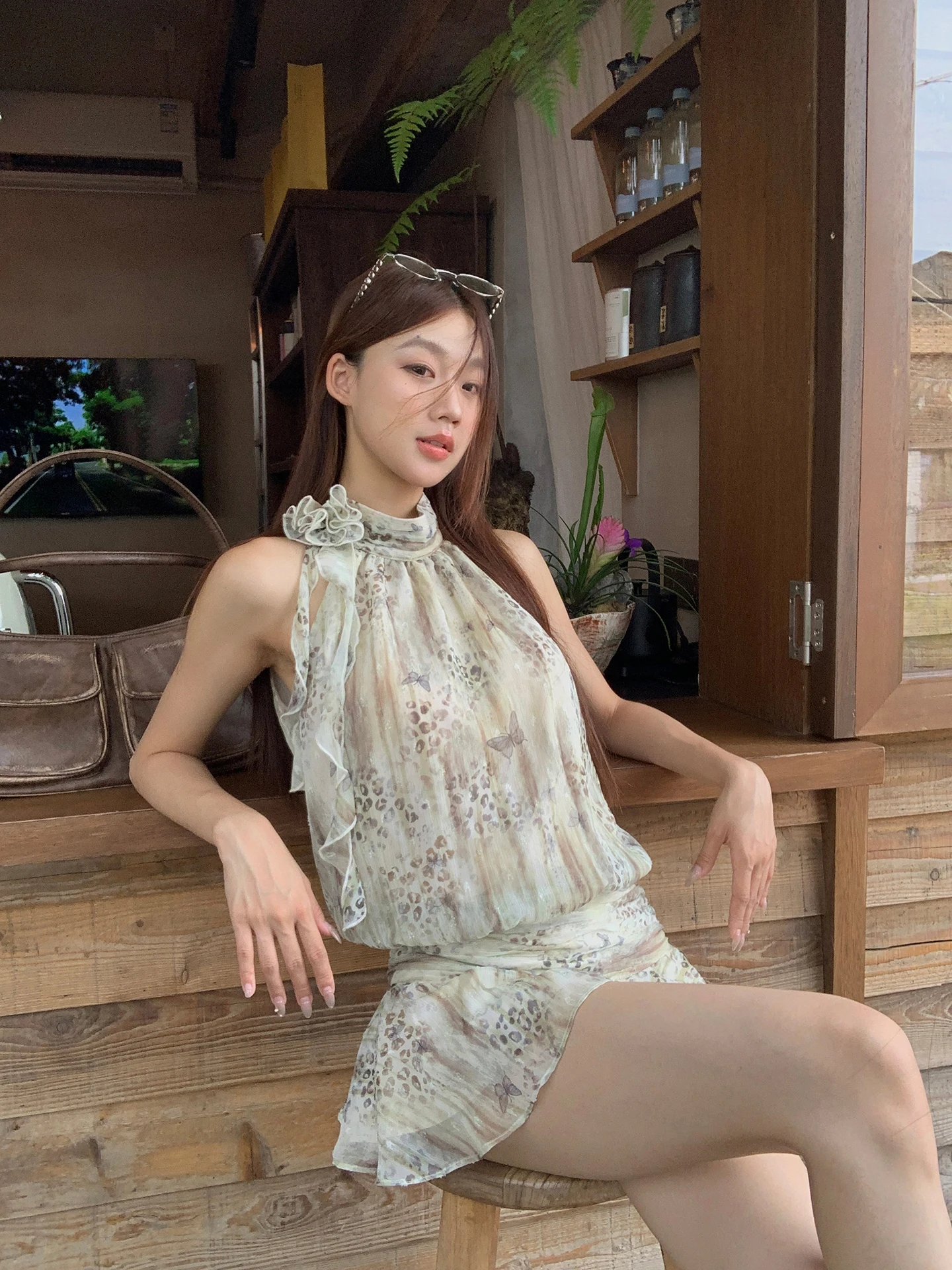 فستان نسائي جديد بطبعة زهور لقضاء العطلات على الشاطئ، تصميم معلق على الرقبة، تنورة صيفية بخصر مرتفع وقصة A-line، مريح وعصري