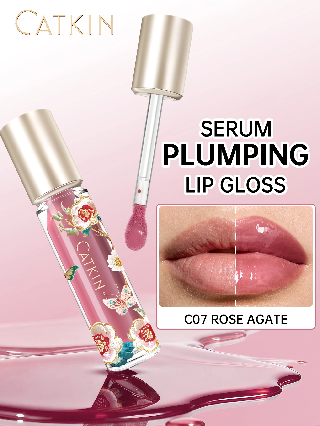 Image of CATKIN Lip Essence Lipstick Lip Glaze Mirror Water Gloss Lip Gloss Feuchtigkeitsspendende Glass Dudu Lip Lotion Lip Gloss 3,5 g