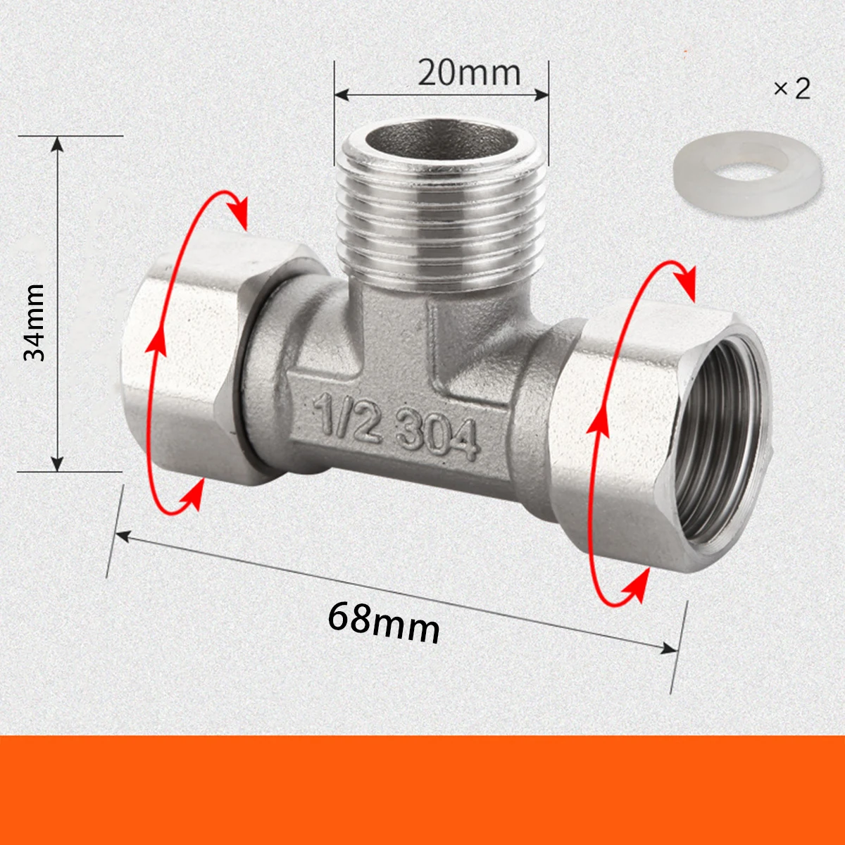 Toilet Diverter Valve Stainless Steel Adapter G1/2" T-Valve For Bath Bidet Sprayer Shower Fitting 4 Points Three-way Water Pipe image 6