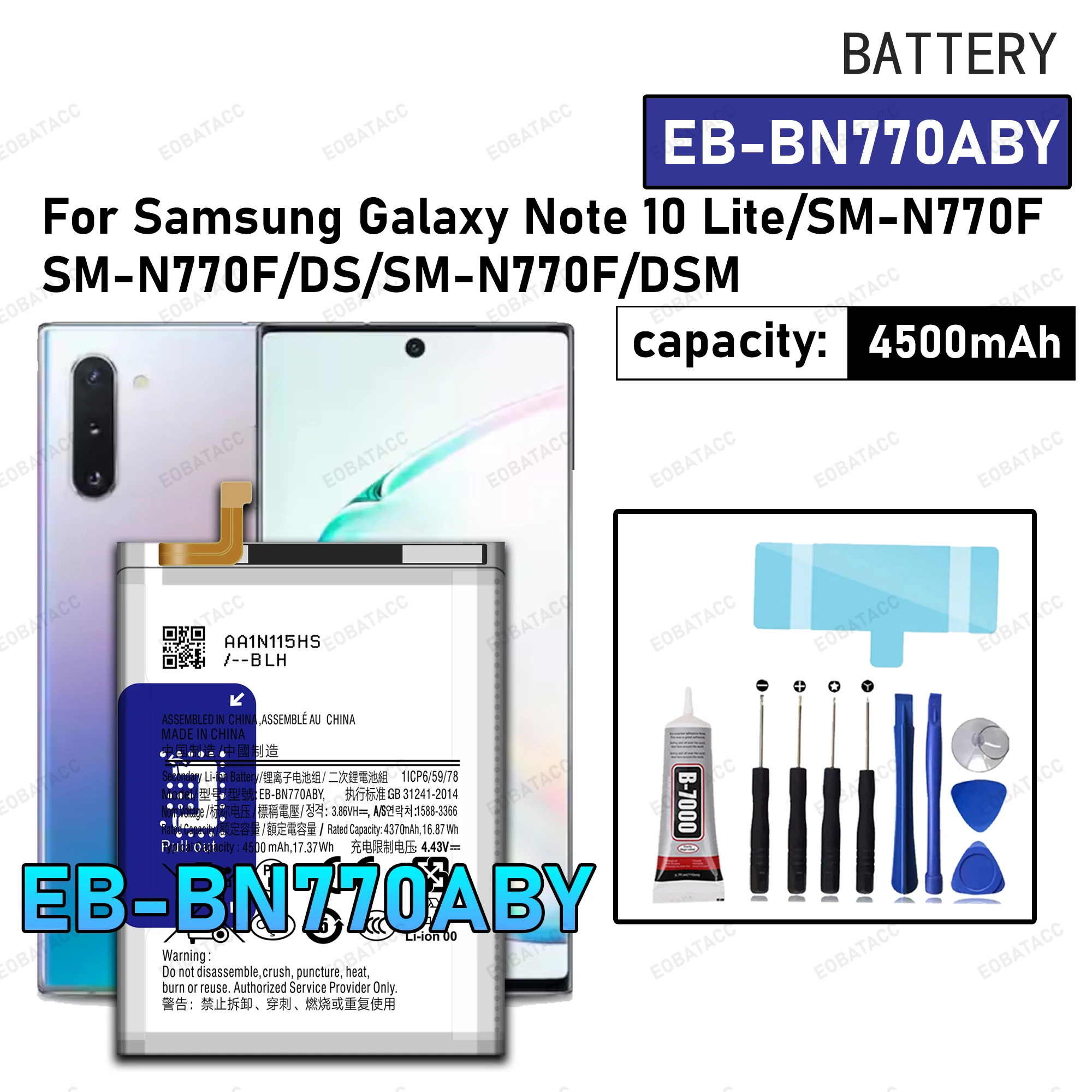 

100% New Zero Cycle EB-BN770ABY Battery For Samsung Galaxy Note 10 Lite/SM-N770F Phone Replacement Bateria +Free Tools