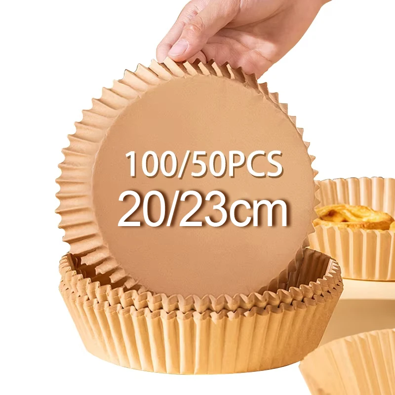 100/50/30PCS Einweg Air Fryer Papier Liner 20/23CM Öl-proof Wasser-proof Airfryer Einweg kochen Papier Tabletts Backpapier