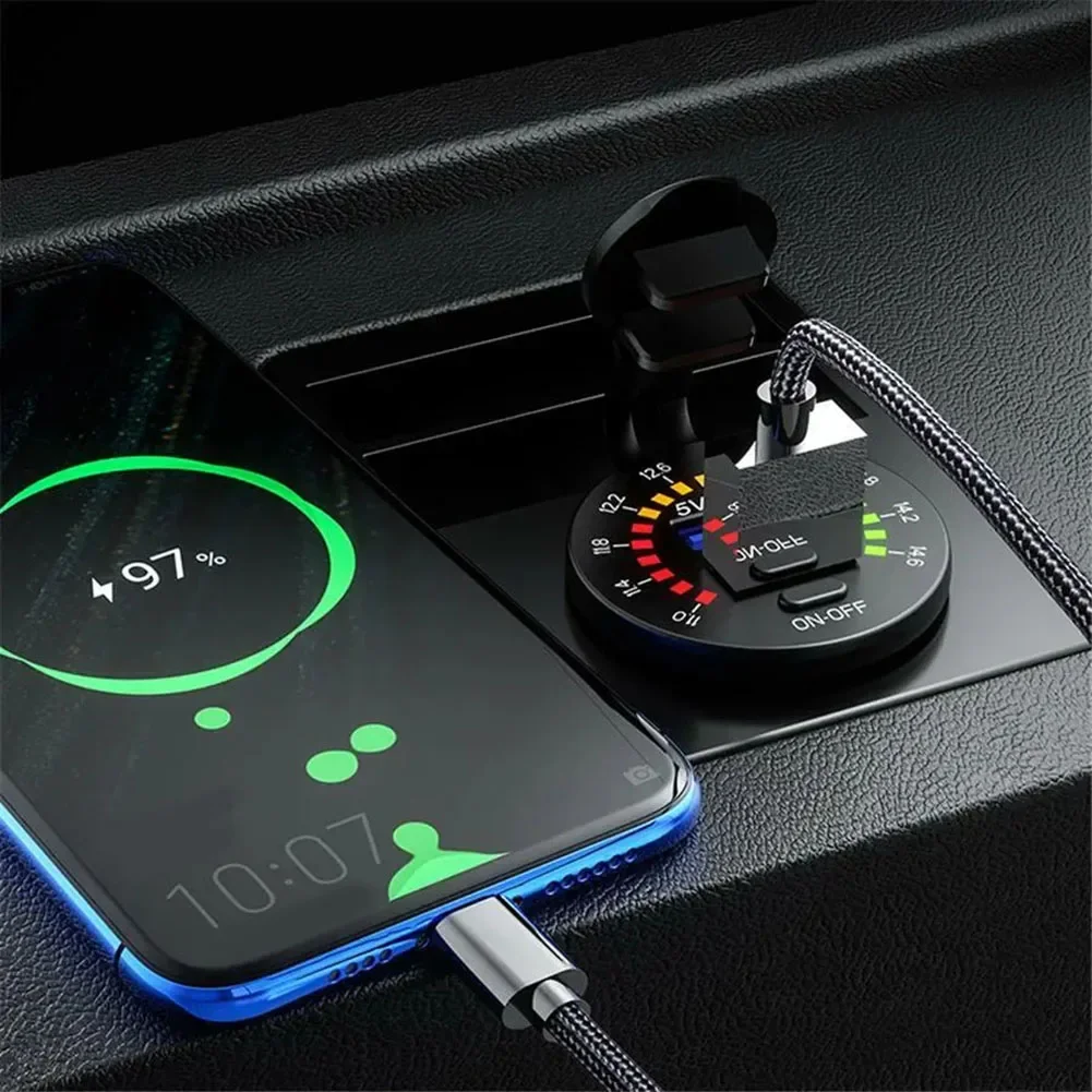 

Outdoor Power Supply 12V Dual USB Car Charger 2 Port Car Charger Multi-purpose Charger Power Saving Real-time Voltage