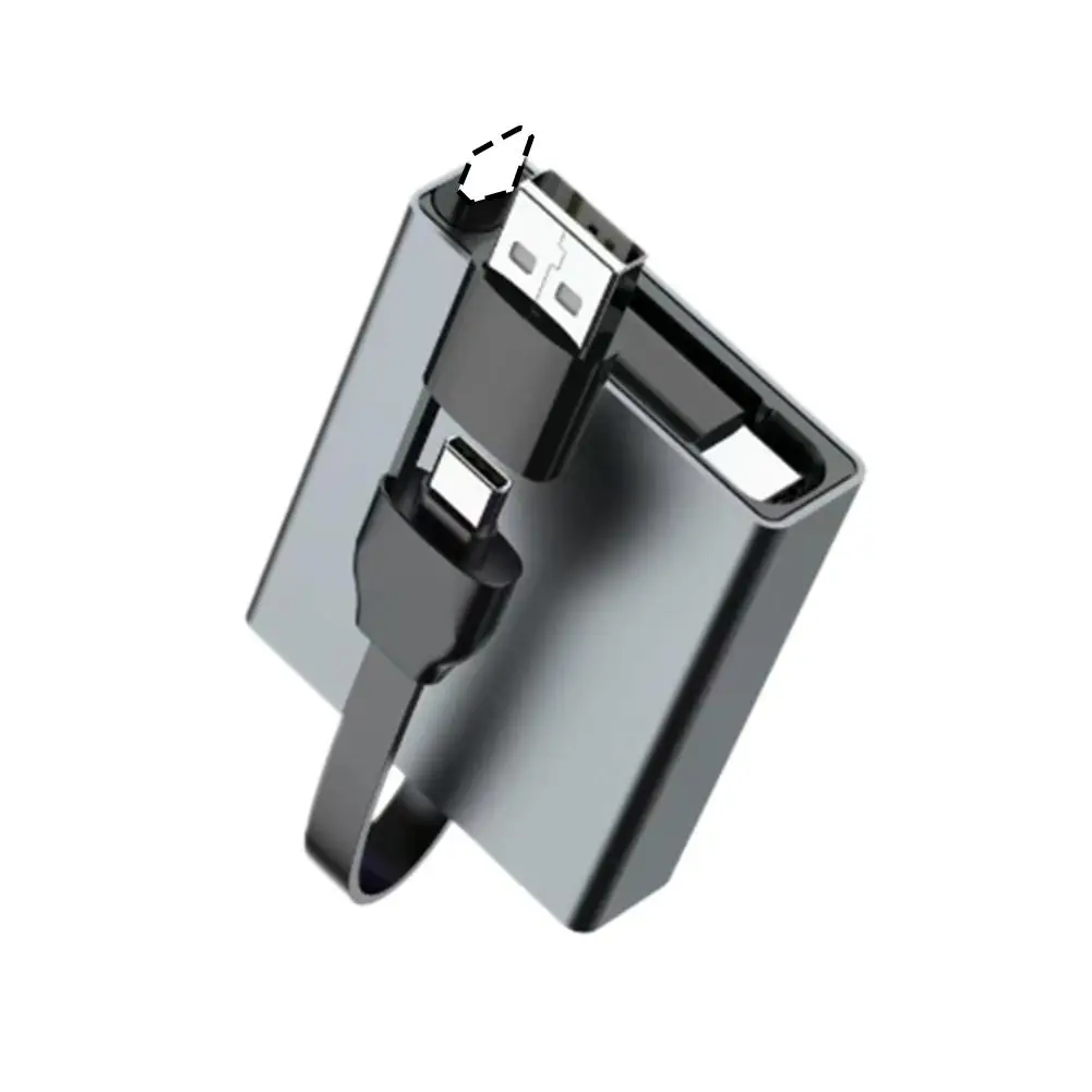 Telescopic USB Cable Type C Adapter Portable 4 in 1 Type C Lightning USB Converter Travel Charging Data Transfer Connector