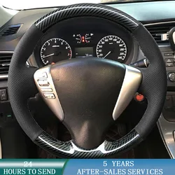Customized Car Steering Wheel Cover Suede Leather Braid For Nissan Qashqai LIVINA Tiida Sylphy Versa Note NV200 Sentra S