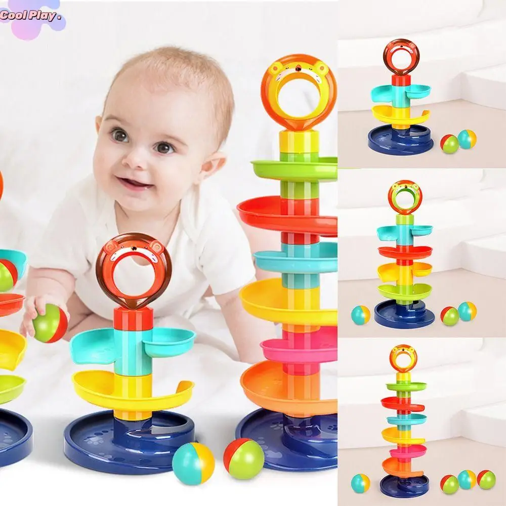 

Plastic Rolling Ball Pile Tower Lion Multi-layer Sliding Ball Tower Toy Ball Montessori Sensory Toys Rotating Track Toy Kids