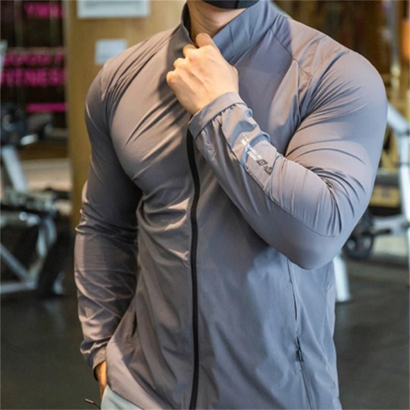 2023 Men Sport Jackets Gym Training Running Fitness Sweatshirts Quick Dry Windbreaker Tracksuit Sunscreen Clothes Zipper Up Coat