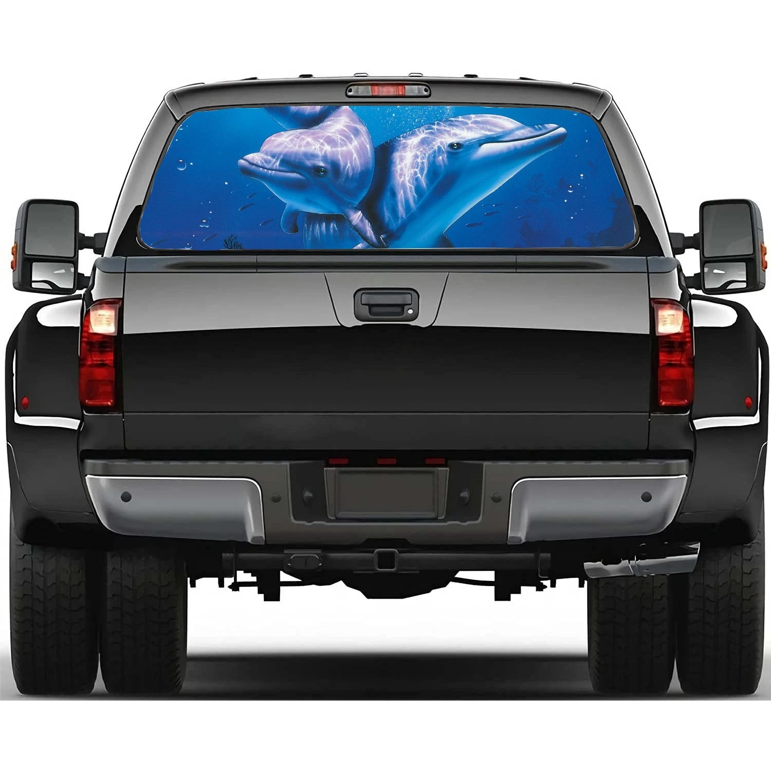 Free Swimming Animal Dolphins Car Rear Windshield Sticker Truck Window See Through Perforated Back Window Vinyl Decal Decoration