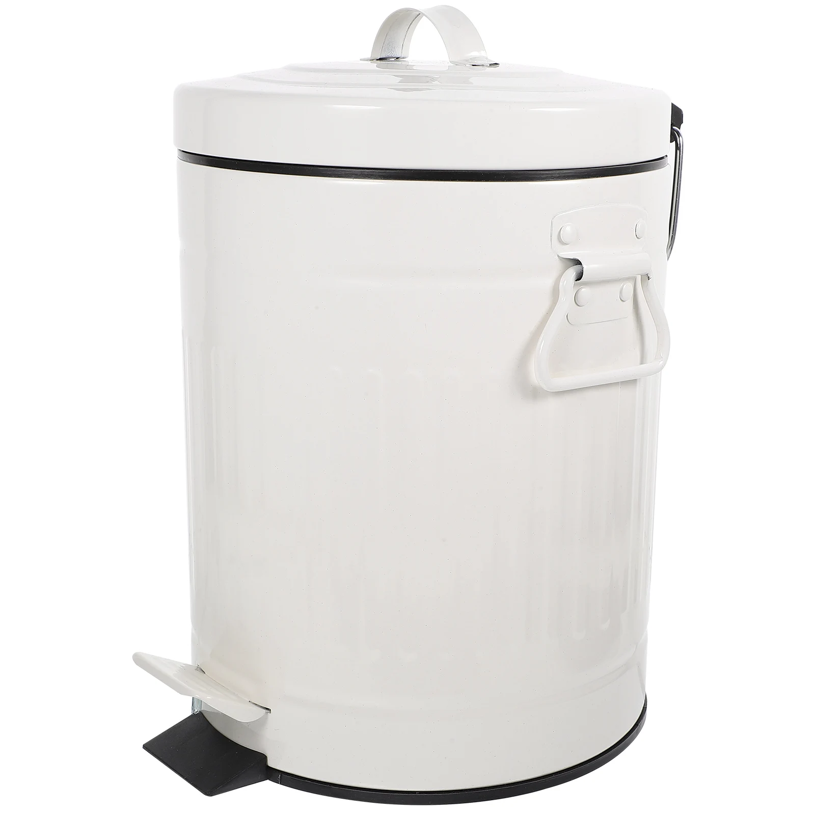 

Large Capacity Round Step Trash Can With Pedal Garbage Bin For Bathroom Kitchen Office Narrow Design Metal Pedal