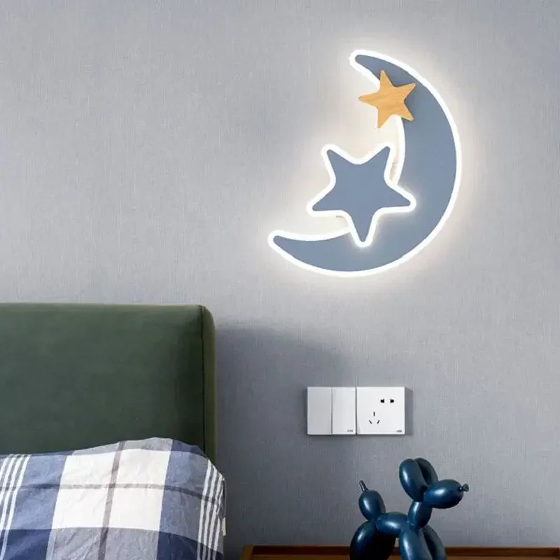 Imagem -02 - Criativo Cartoon Rocket Moon Sconce Led Star Wall Light Decoração do Quarto Lâmpadas Internas Iluminação da Sala do Miúdo