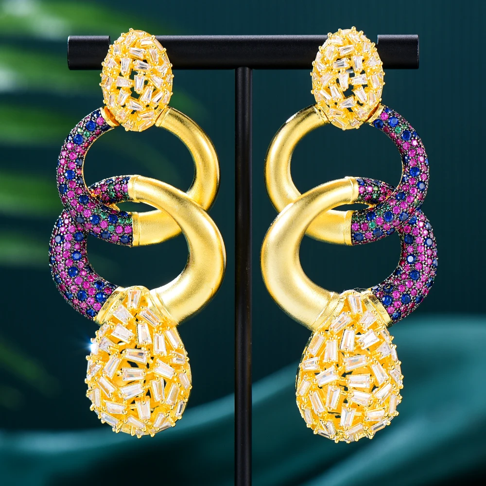 Kellybola New Trendy Luxury Fairy Big Dangle Earrings For Women Wedding Party Dubai Bridal Earrings boucle d'oreille femme