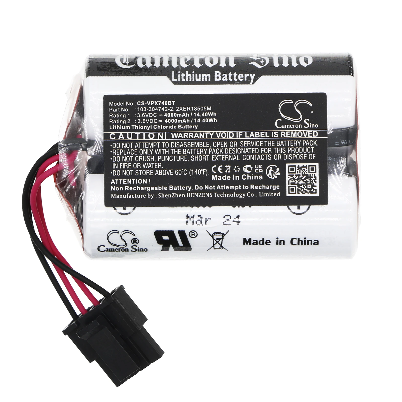 

Li-SOCl2 Alarm System Battery for Visonic,3.6v,4000mAh,MCS-740 SR-740 PG2,103-304742-2 2XER18505M