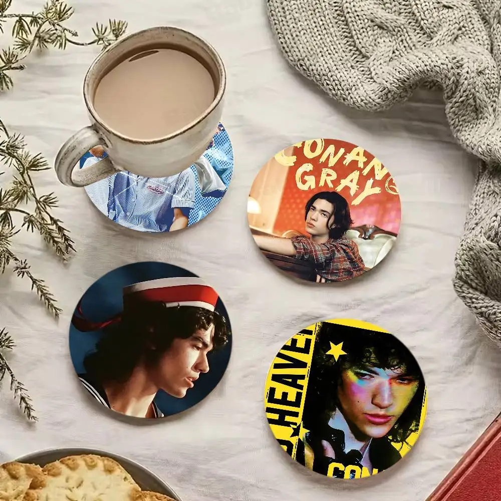 Pop Singer Conan Gray Wood Coaster Set - Heat Resistant for Tea & Coffee, Home Cafe Decor Holiday Gift