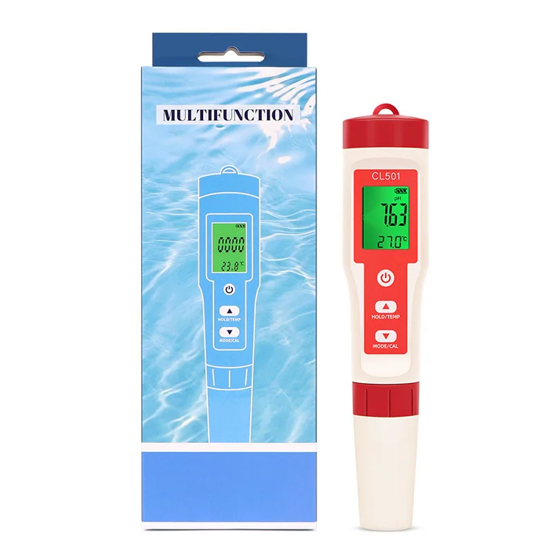 5 in 1 Hydrogen Water Detector ORP PH Temp Meter Fast Reading 0~4ppm Chlorine Tester for Pool, Spa, Drinking Water, Tap Water