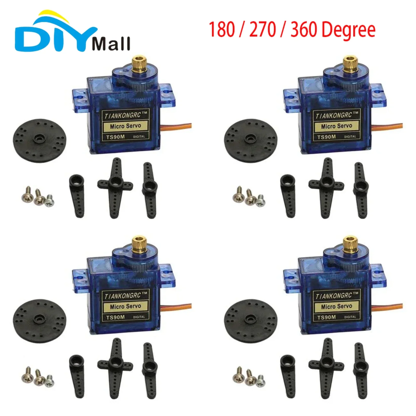 

DIYmall TS90MD Micro 9g Digital Servo Full Metal Gear 180 / 270 / 360 Degree for Airplane Robotic Arm Boat 1/2/4PCS