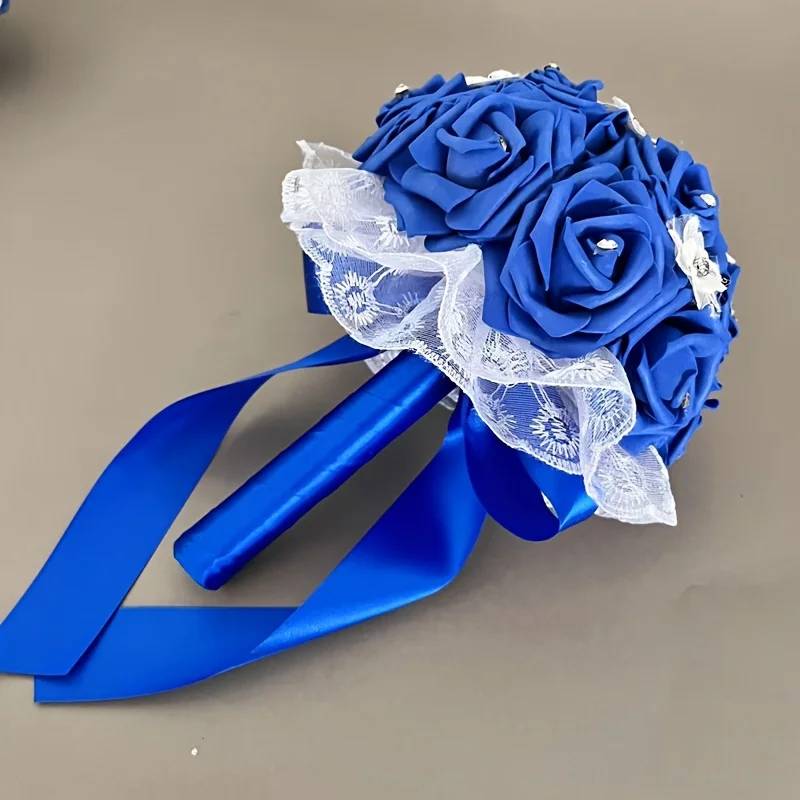 Букет королевского синего цвета - смесь цветов с разбросанными звездами, свадебный букет ручной.